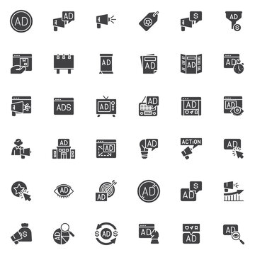 Advertising and promotion vector icons set