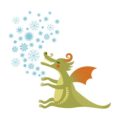 Chinese New Year. Year of the Dragon. Cute funny little baby Dragon	
