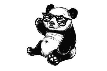 Cool Panda Vibes: A Stylish Vector Illustration of a Panda Rocking Sunglasses