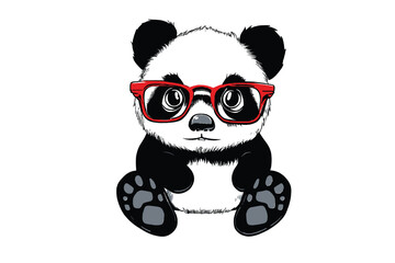 Obraz premium Panda with Specs: A Vector Illustration of a Stylish Panda Rocking Glasses