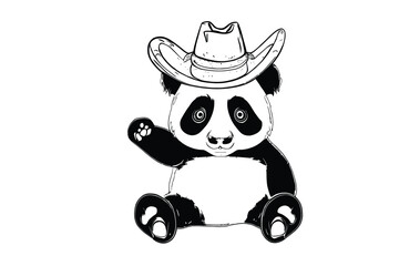 Hat-Clad Panda: A Vector Illustration of an Adorable Panda Donning a Stylish Hat