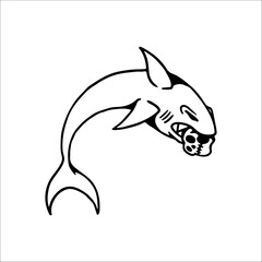 vector illustration of a scary shark eating