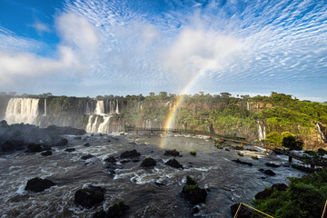 Devil's Throat at Iguazu Falls, one of the world's great natural wonders, on the border of...