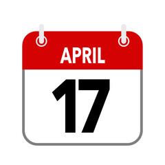 17 April, calendar date icon on white background.