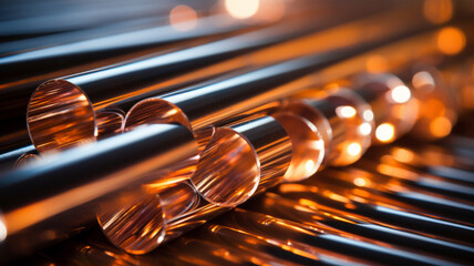 photograph of Metal tubes, Metallic Pipe. telephoto lens daylight generative ai