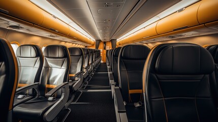 Spacious Commercial Airplane Cabin Interior with Modern Seating Arrangement