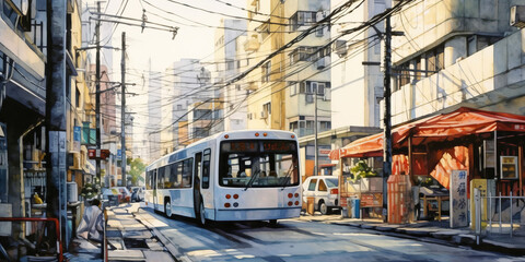 Obraz premium watercolor painting Tokyo See buildings and places as landmarks generative ai