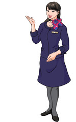 笑顔でご案内するホテルフロントの若い女性