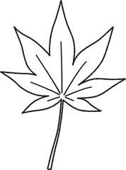 シンプルな黒の線画のカエデ　1枚のイラスト