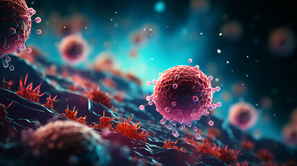 Viruses and bacteria abstract background - obrazy, fototapety, plakaty