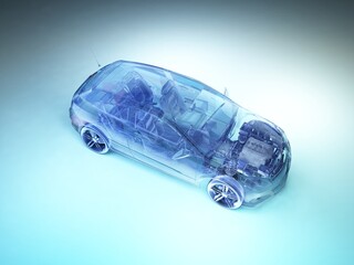 Transparent model cars.