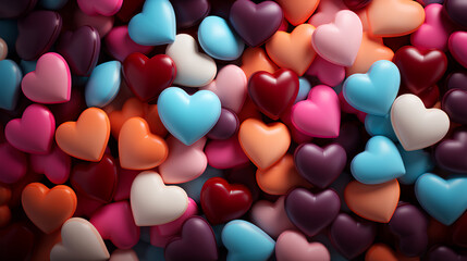 Festive love colorful hearts decorations for valentine's day - obrazy, fototapety, plakaty