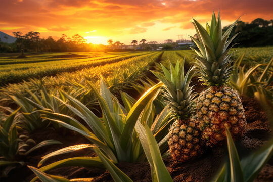 pineapple fruits on background