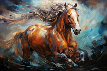 Elegant equine beauty showcased in striking abstract artwork. Generative AI