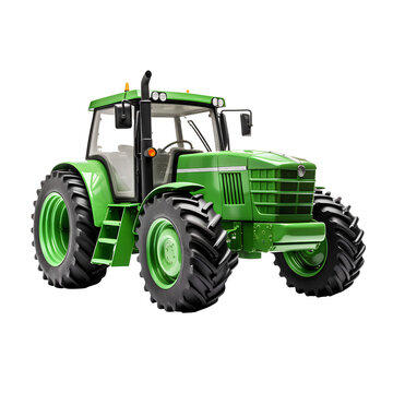 Green Tractor Isolated On White