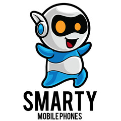 Smartphone Robot Logo Mascot Template