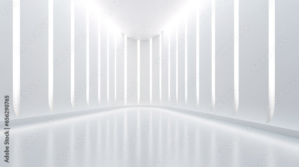 Wall mural 3d white interior background. futuristic room