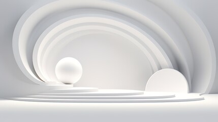 3D White Interior Background. futuristic room