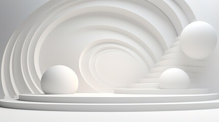 3D White Interior Background. futuristic room