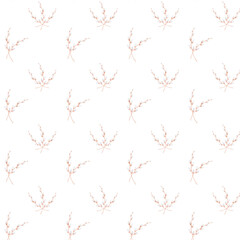 seamless watercolor pattern of willow branch. Easter elegant pattern for printing on textiles, tablecloths, bedspreads, napkins. Happy Easter festive pattern.
