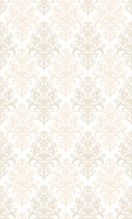 ダマスク柄　オーナメント　テキスタイル　ベージュパターン　シームレス 