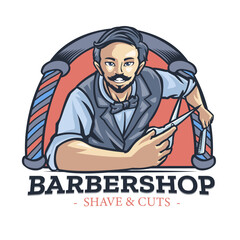 Barbershop Mascot Logo Template