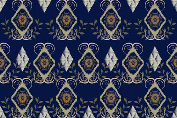 Ikat floral paisley embroidery on pattern traditional.Aztec style abstract vector illustration.design for texture,fabric,clothing,wrapping,decoration.