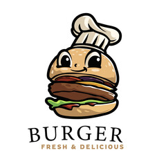 Burger Mascot Logo Template