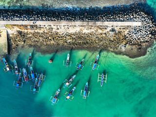 Drone view of flay lat fisherman harbor