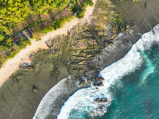 Drone images of wonderful seashore in Yogyakarta