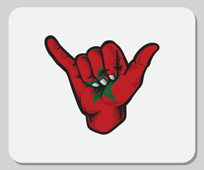 Morocco Shaka Hand Good Vibes Flag
