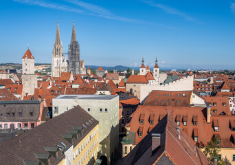 Obraz premium Aerial view over the city of Regensburg
