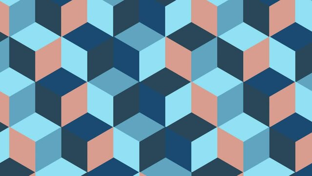 Animated video Background memphis theme with isometric checkered pattern