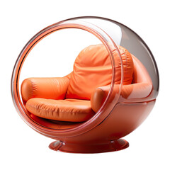 Side View Transparent Glass Bubble Chair isolated on transparent background.