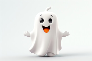 Cute tiny 3d ghost with white background