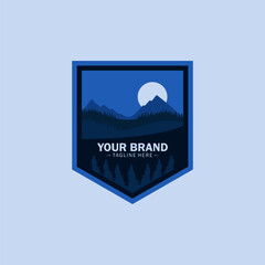 Mountain Outdoor Logo Design in blue