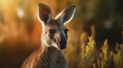 Close up of a kangaroo in a natural scene 