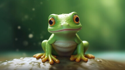 Naklejka premium Cute little tree frog with huge eyes and adorable look 