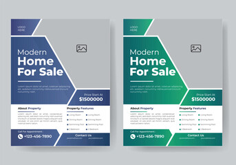 Modern Real Estate Flyer, Brochure Design Template. Modern Home Sale Poster.