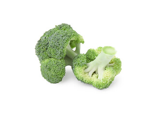 Fresh raw green broccoli isolated on white