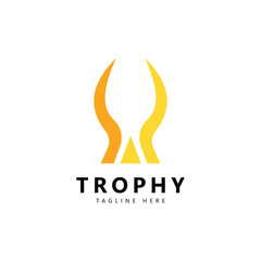 Golden Champion Trophy. Champions trophy for winner award logo design inspiration