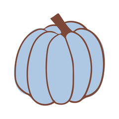Cute hand drawin pumpkin. Autumn Halloween or Thanksgiving pumpkin. Colorful contour vector illustration.