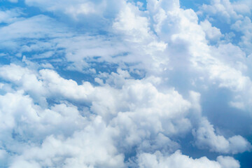 beautiful blue sky with cumulus clouds for abstract background, aerial view