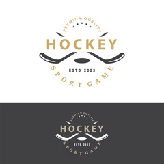 Hockey Logo Design, Sports Game Symbol Template