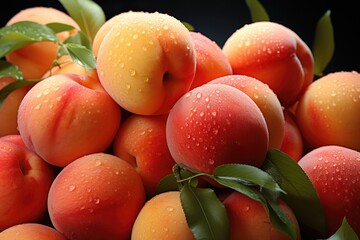 A group of plump, juicy peaches. isolation white background,Generated with AI