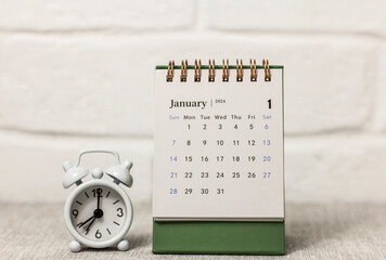 Hello January. January 2024 calendar for planning on your desktop. - obrazy, fototapety, plakaty