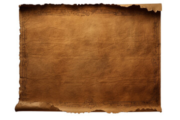 Old medieval paper sheet isolated on a transparent or white background, PNG