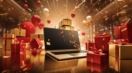 convenience of digital Black Friday with people making online purchases using computers and mobile devices during the biggest sales event of the year.