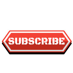red subscribe icon button with shadow 