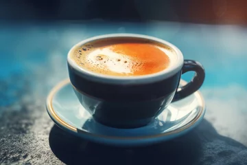 Acrylic prints Coffee bar Espresso foam cup. Beverage mug. Generate Ai